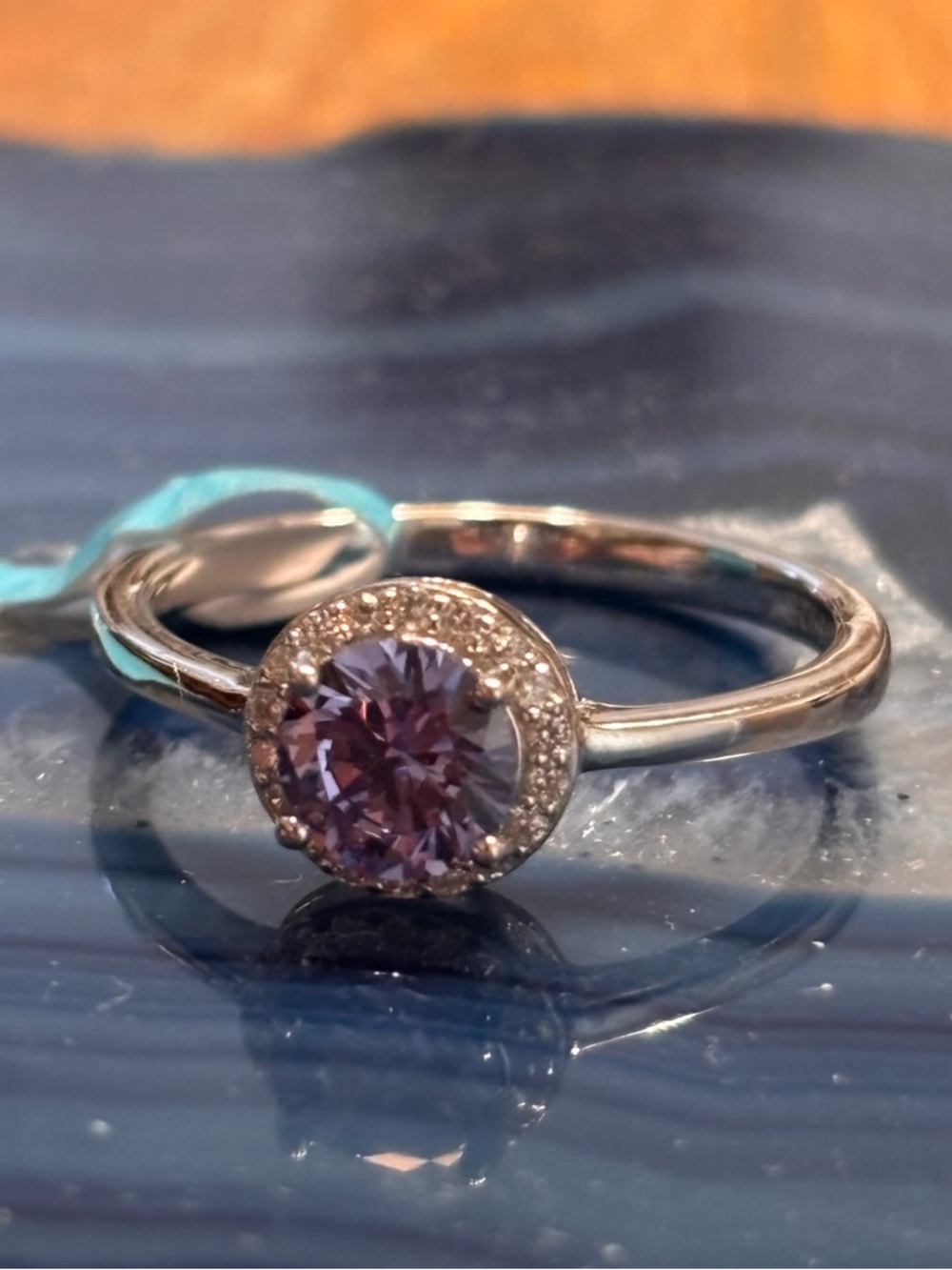 Tanzanite and CZ Sterling Silver Halo Ring Size 8 NWT